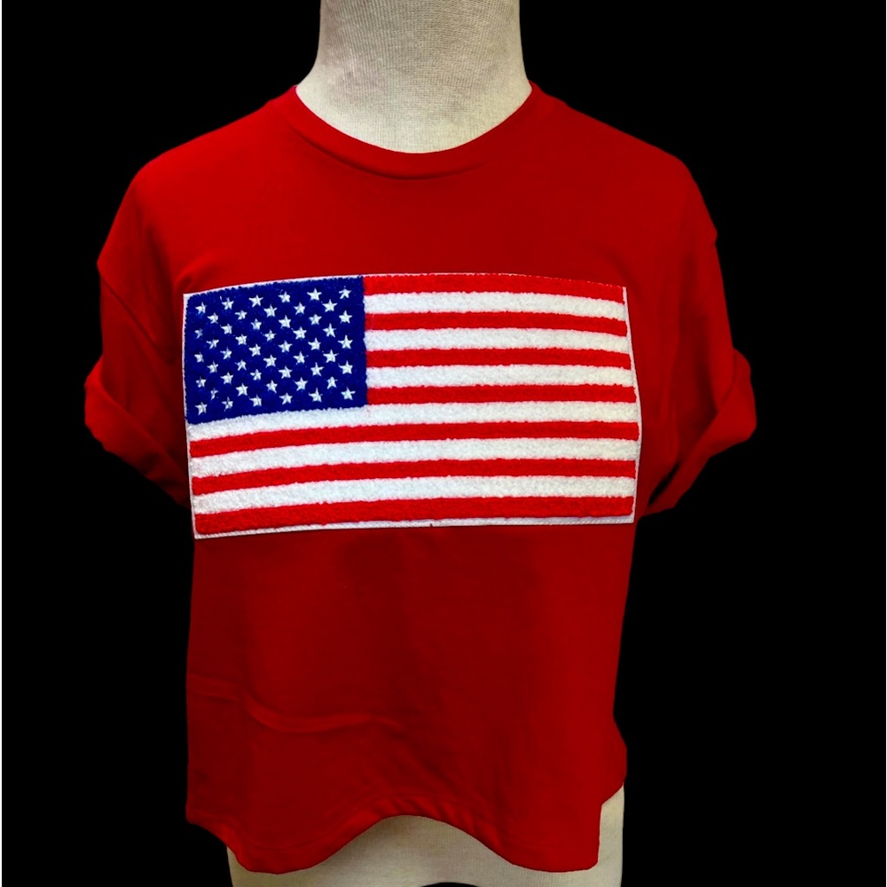Chenille Patch USA flag tee